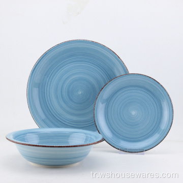 Toptan Özelleştirilmiş El Boyama Stoneware Dinnerset